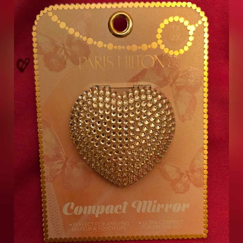 Paris Hilton Rhinestone Heart Compact Mirror